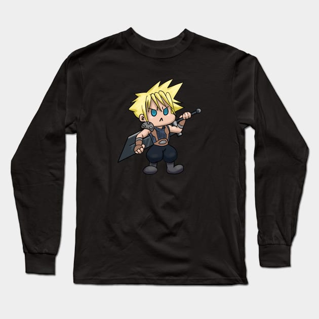 Chibi Cloud Kawaii Final Fantasy 7 Cloud Strife Long Sleeve T-Shirt by Gamers Utopia